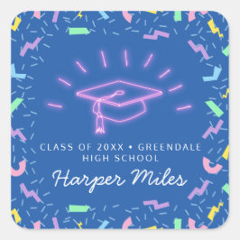 Adesivo Quadrado Graduação de néon rosa dos anos 80