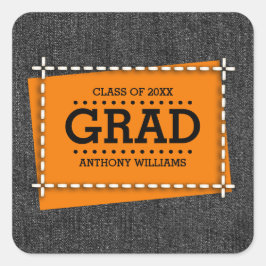 Adesivo Quadrado Graduação de padrão Denim Negro