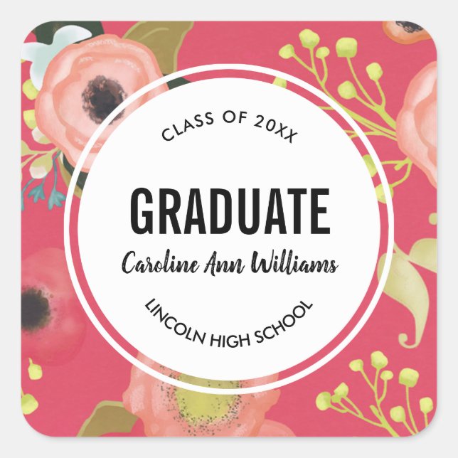 Adesivo Quadrado Graduação de Padrão Floral Moderno (Frente)