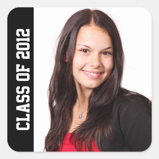 Adesivo Quadrado Graduação do ano escolar de aula recormento preto (Frente)
