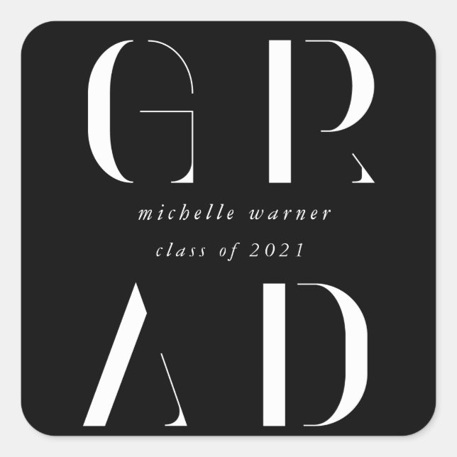 Adesivo Quadrado graduação elegante de script moderno (Frente)