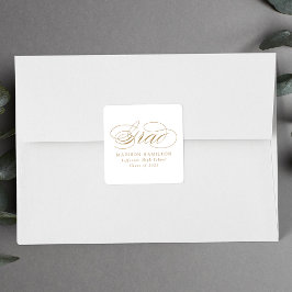 Adesivo Quadrado Graduação Elegante para Caligrafia Dourada