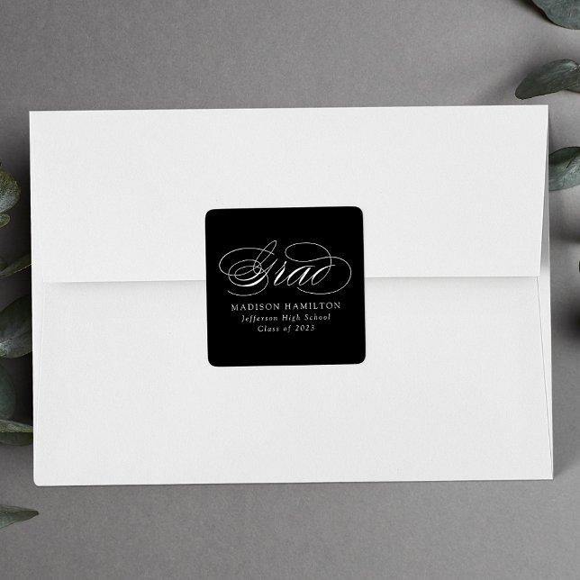 Adesivo Quadrado Graduação em preto e branco para caligrafia elegan (Criador carregado)