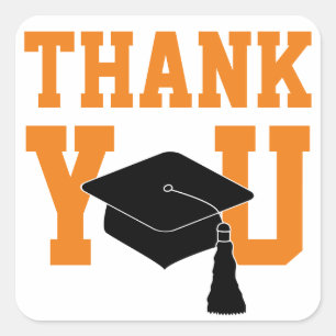Adesivo Quadrado Graduação Laranja Obrigado