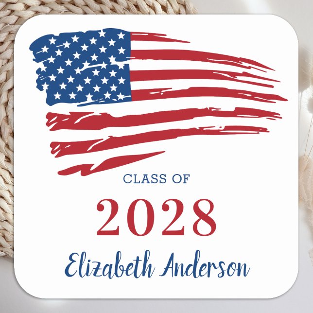 Adesivo Quadrado Graduação Patriótica Exército de Bandeira American (Criador carregado)