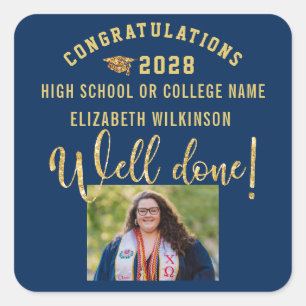 Adesivo Quadrado Graduação Personalizada de Fotografias de Script
