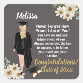 Adesivo Quadrado Graduação Personalizada de Keepsasaes