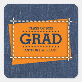 Adesivo Quadrado Graduação Personalizada de Padrão Denim