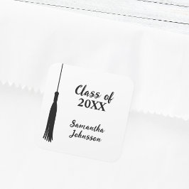 Adesivo Quadrado Graduação Personalizada de Tassel de Formando Mode