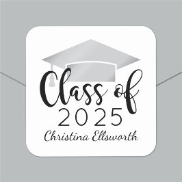 Adesivo Quadrado Graduação Personalizada do Silver 2025 de Script M