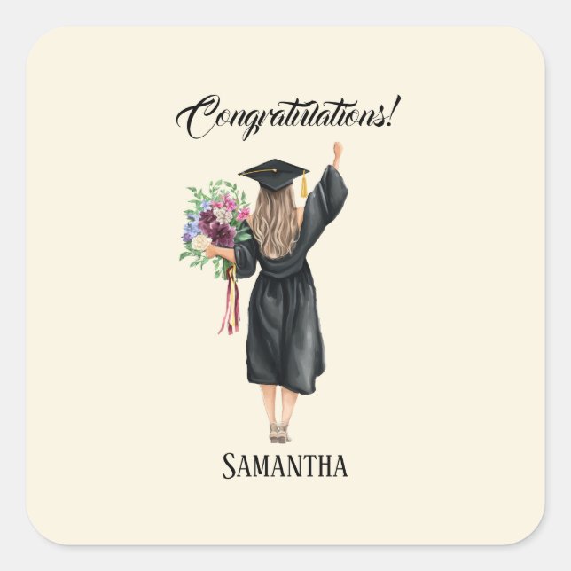Adesivo Quadrado Graduação Personalizada Por Aquarela (8) (Frente)