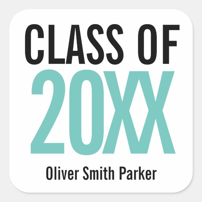 Adesivo Quadrado Graduação Personalizada Teal Bold A QUALQUER ANO (Frente)