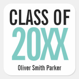 Adesivo Quadrado Graduação Personalizada Teal Bold A QUALQUER ANO