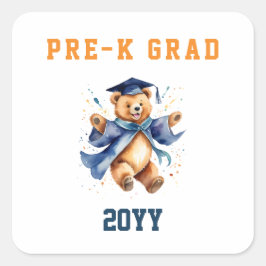 Adesivo Quadrado Graduação Pré-K Ursinho Fofo