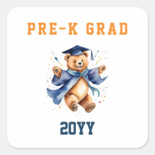 Adesivo Quadrado Graduação Pré-K Ursinho Fofo