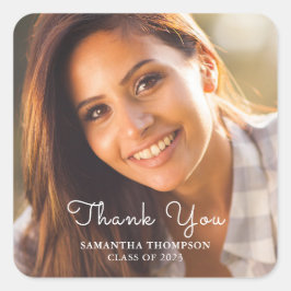 Adesivo Quadrado Graduação Simples de Fotos Obrigado Sticker Quadra