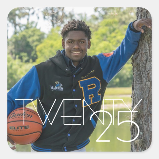 Adesivo Quadrado Graduação Simples | Foto de Formando de Script Mod (Frente)