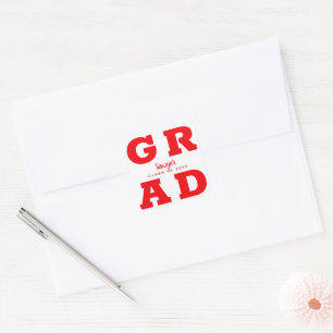 Adesivo Quadrado Graduação Vermelho e Branco
