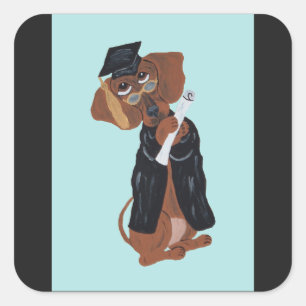 Adesivo Quadrado Graduado de Dachshund