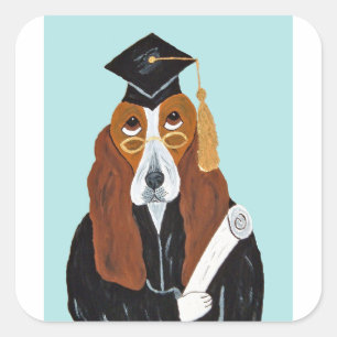 Adesivo Quadrado Graduado em Basset Hound