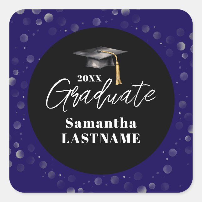 Adesivo Quadrado Graduation Any Year Announcement Seal Sticker (Frente)