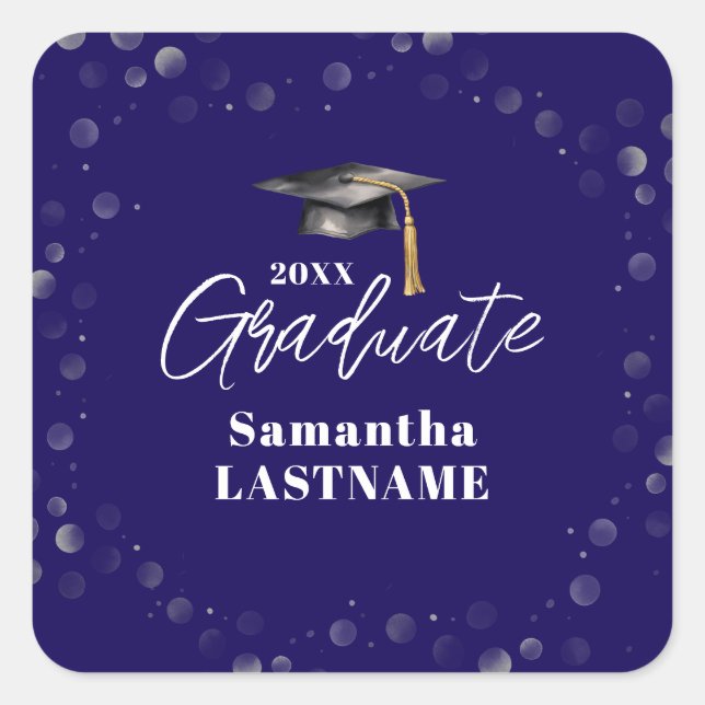 Adesivo Quadrado Graduation Any Year Announcement Seal Sticker (Frente)