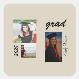 Adesivo Quadrado Graduation Grad 2025 personalized 