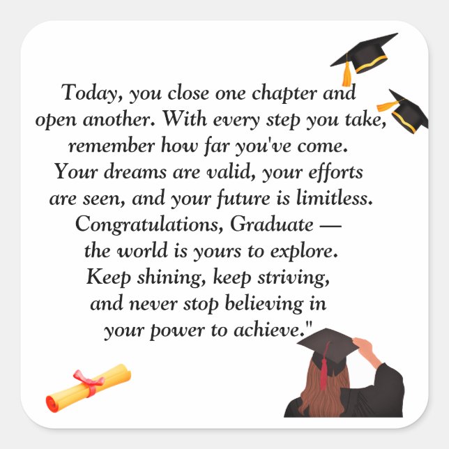 Adesivo Quadrado  Graduation- Universal Design for all ages (Frente)
