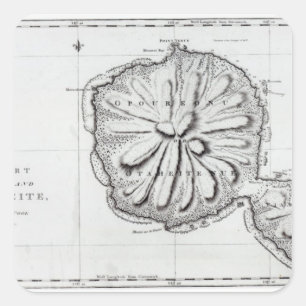 Adesivo Quadrado Gráfico da Ilha Otaheite, 1769