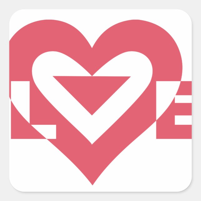 Adesivo Quadrado Gráfico de Amor legal, Rosa Cereja (Frente)