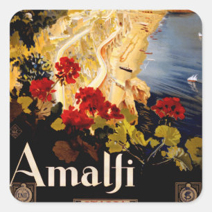 Adesivo Quadrado Gráfico de Arte do Poster de viagens Amalfi Itália
