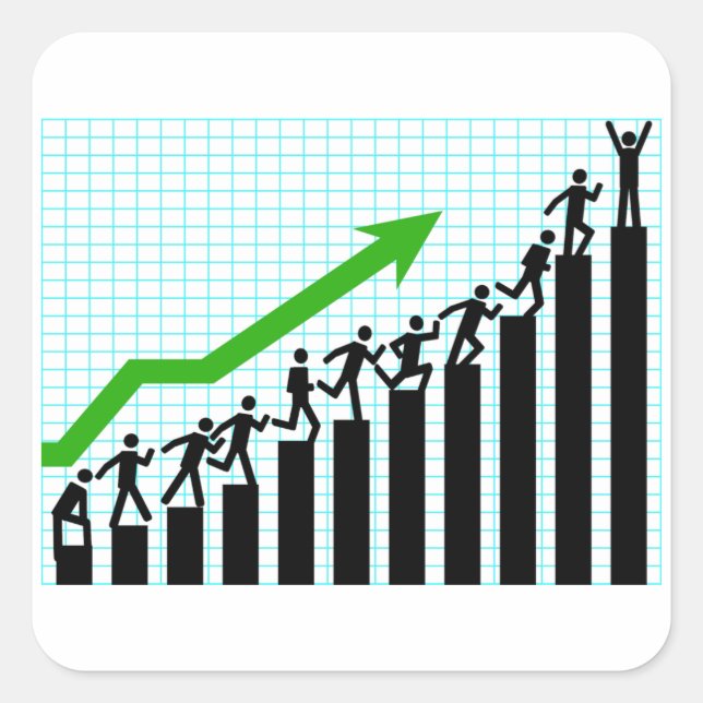 Adesivo Quadrado Gráfico de Barra de Progresso de Sucesso de Cresci (Frente)