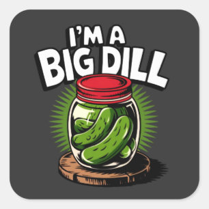 Adesivo Quadrado Gráfico de Caracteres de Picles Grandes Dill para