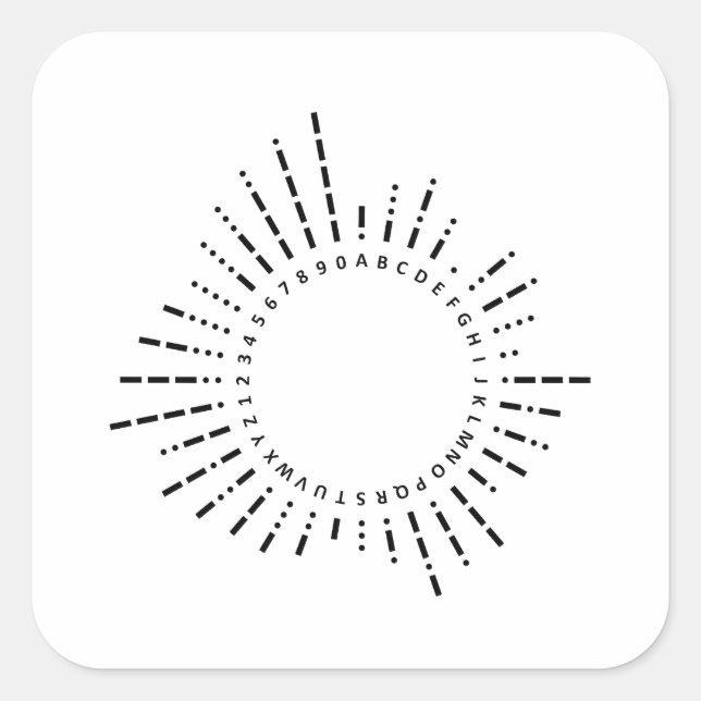 Adesivo Quadrado Gráfico de Código Morse Internacional (Frente)