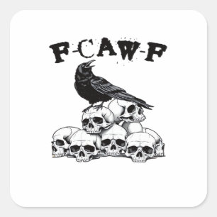 Adesivo Quadrado Gráfico de Halloween Caveira de Corvo Gótico F Cro