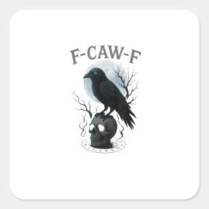 Adesivo Quadrado Gráfico de Halloween de caveira de corvo gótico Ca