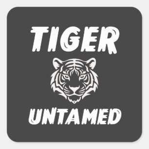 Adesivo Quadrado Gráfico de Tigre Indomado – Animal Selvagem Ousado