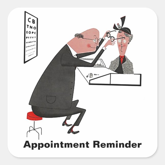 Adesivo Quadrado Gráfico de Verificação de Olhos do Lembrete de Com (Frente)