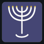 Adesivo Quadrado Gráfico Dourado do Marinho Branco Moderno Menorah<br><div class="desc">Hebraico Menorah Sticker. Marinho,  Branco,  Dourado. Transferível e personalizável.</div>