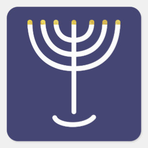 Adesivo Quadrado Gráfico Dourado do Marinho Branco Moderno Menorah