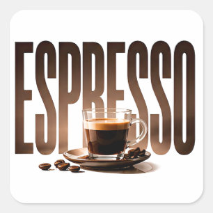 Adesivo Quadrado Gráfico Editorial de Café de Luxo Espresso