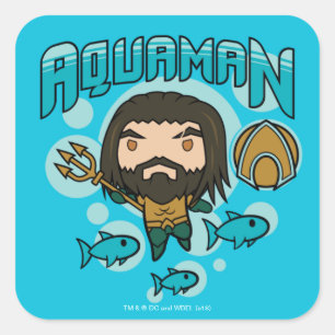 Adesivo Quadrado Gráfico submarino de Aquaman   Chibi Aquaman