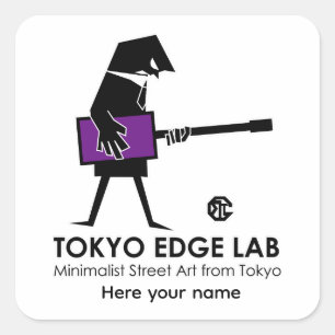 Adesivo Quadrado Gráficos de Baixista Urbano Moderno - Tokyo Edge L