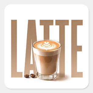 Adesivo Quadrado Gráficos Editoriais de Café Latte Luxo