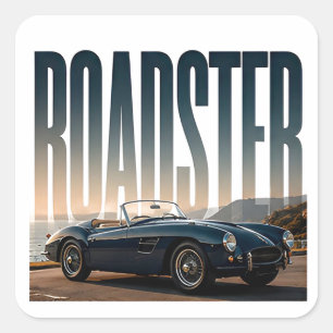 Adesivo Quadrado Gráficos Editoriais de Roadster de Luxo em Estrada