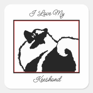 Adesivo Quadrado Gráficos Keeshond - Arte de Cachorro Original