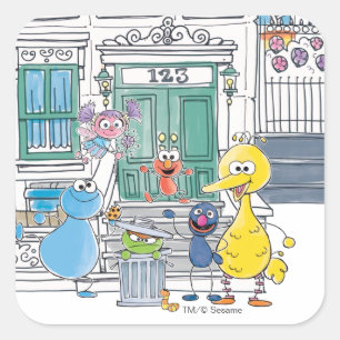 Adesivo Quadrado Gráficos Sesame Pals Doodley