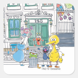 Adesivo Quadrado Gráficos Sesame Pals Doodley