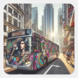 Adesivo Quadrado Grafite Art Sticker