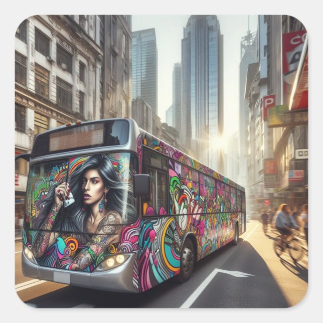 Adesivo Quadrado Grafite Art Sticker (Frente)